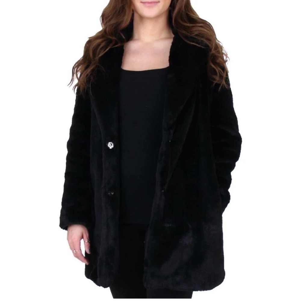 Sam Edelman Black Faux Fur Coat